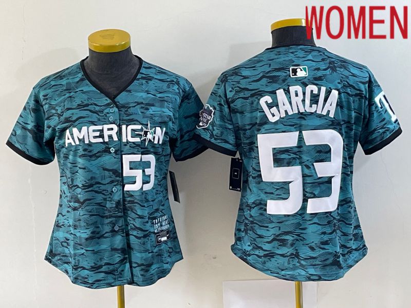Women Texas Rangers 53 Garcia American League Nike Green 2023 MLB All Star Jersey